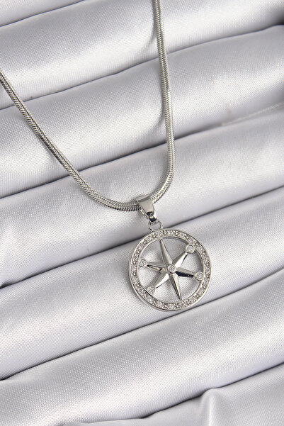 DMR Elegance 316L Steel Silver Color Italian Chain Zircon Stone Pole Star Mod...