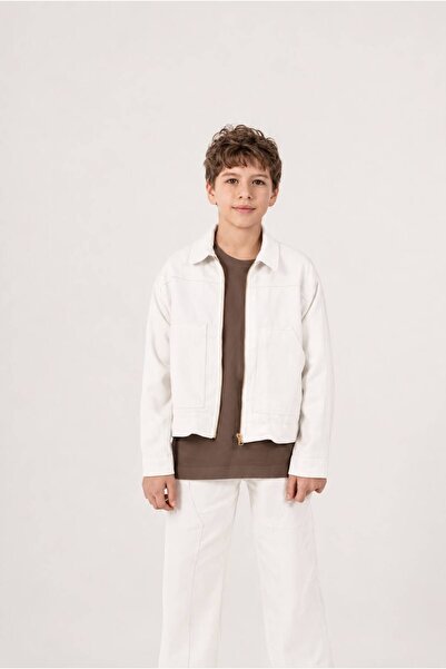 GİYİCEM TEKSTİL Boy's Oversize Zippered Seasonal Soft Jacket with Pockets 1100