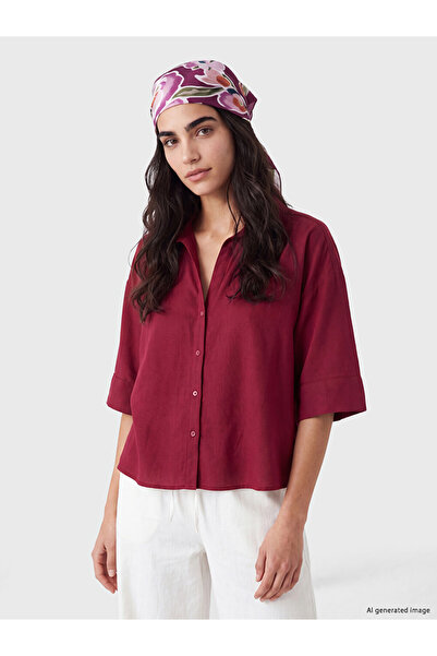LC Waikiki Burgundy Oversize Women's Shirt