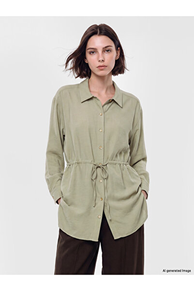 LC Waikiki Khaki Lace-Up Women's Shirt Tunic