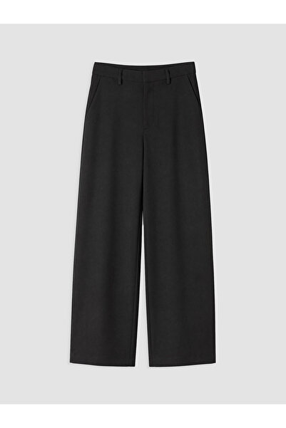 LC Waikiki Black High Waist Wide Leg Women's Trousers