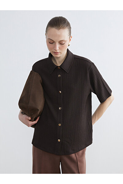 LC Waikiki Brown Textured Women's Shirt