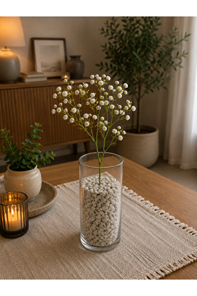 aymumi home Beyaz Cipso Yapay Çiçek Dalı – Dekoratif Yapay Çiçek – Ev, Salon,...