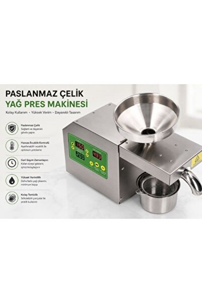 GÜMRÜK BEY Otomatik Sabit Sıcaklık Yağ Pres Makinesi 220V Paslanmaz Çelik Ev ...