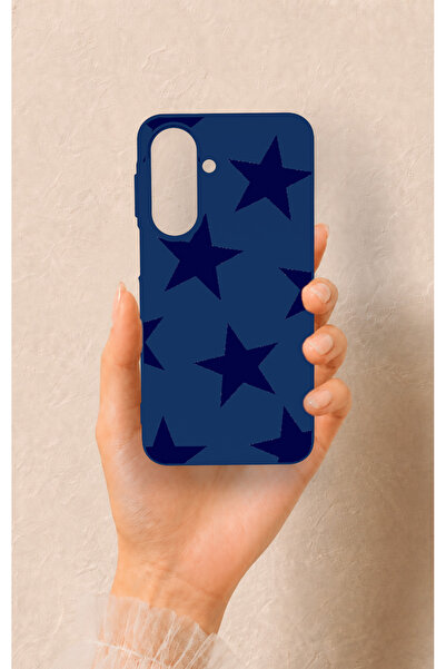 Vip Case Samsung A27 Uyumlu Lacivert Star Desenli Silikon Kılıf