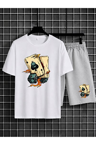 CLOTHES33 تي شيرت وشورت من قطعتين، تصميم صيفي رقيق يمتص العرق، مطبوع عليه زار...