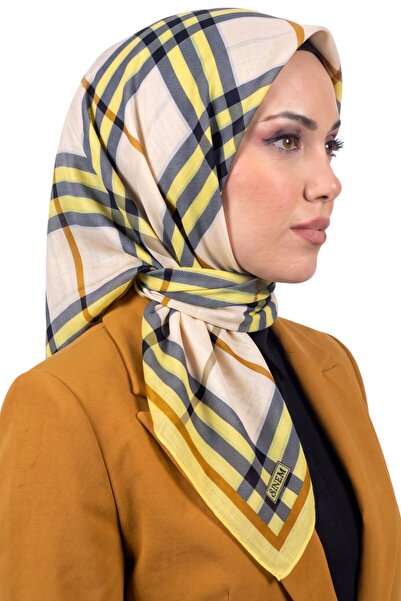 hadiora Women's Beige Yellow Plaid Patterned Cotton Stitched Writing Pad