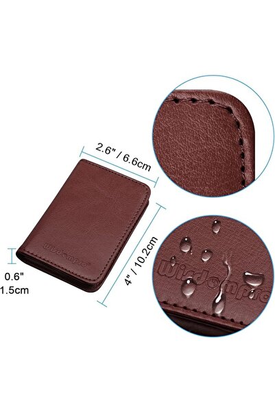 wisdompro Business Card Holder Double Sided PU Leather Business Card Holder w...