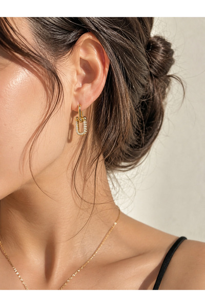 ANKA JEWELLRY أقراط نسائية من الفولاذ مرصعة بحجر الزركون |   تصميم بسيط مقاوم...