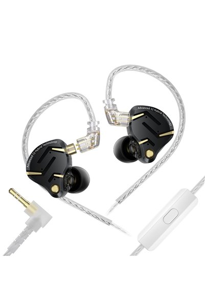 Choice3 سماعات أذن هاي فاي هجينة KZ ZS12 PRO 2 1DD + 5BA باللون الأسود مع ميك...