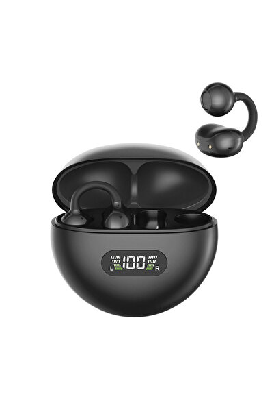 choice2 Black Digital Display Ear Clip Headphones Wireless Bone Conduction Bl...