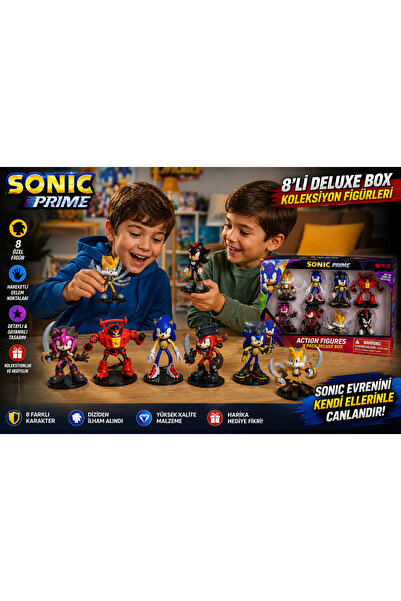 Cici Oyuncak Sonic Prime 8'li Deluxe Box Aksiyon Figür Seti Sonic, Shadow, Ta...
