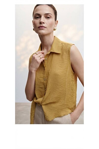 SALTİX Women's Side Tie Sleeveless Shirt Collar Blouse