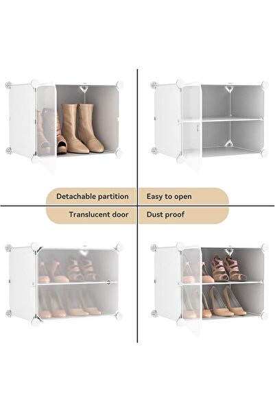 GENERAL Entryway Modern Shoe Storage Rack, 48"(W) x 12"(D) x 48"(H), White, M...