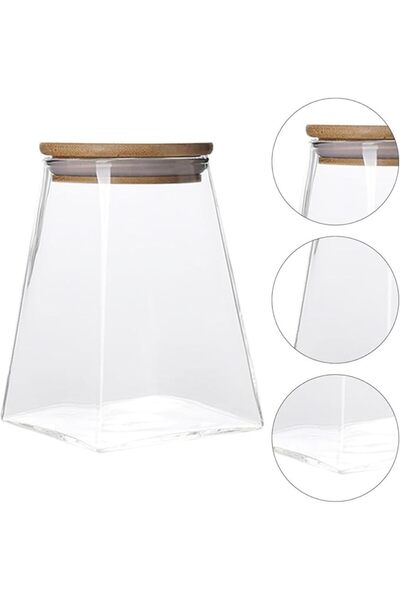 Arabest Glass Storage Jar with Bamboo Lid, 500ml Airtight Food Storage Contai...