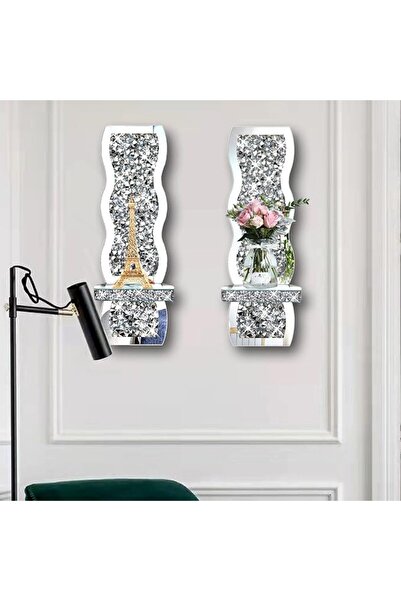 GENERAL ZOLAPI Set of 2 Crystal Crush Diamond Candle Sconces, Gorgeous Silver...