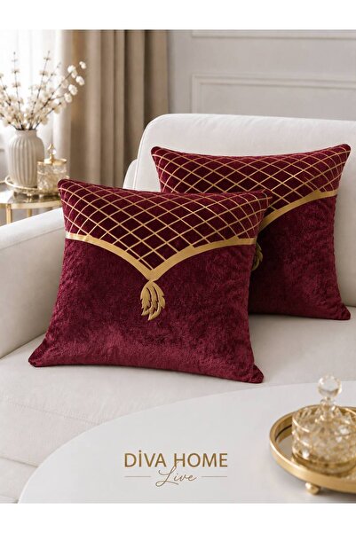 Diva Home 2Li Laser Cut Mirrored Leather Diamond Pattern Decorative Throw Pil...
