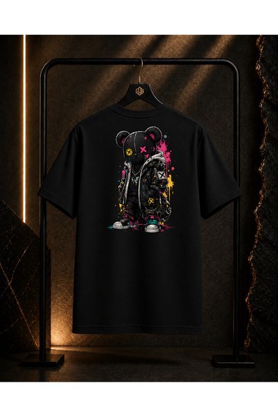 GOB Collection تي شيرت للجنسين من Shadow Bear مطبوع من الخلف والأمام، مصنوع م...