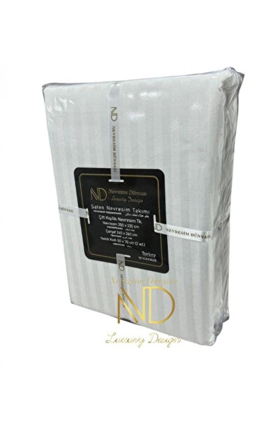 Mercansa Eco Lounge Single Striped Satin Duvet Cover Set White
