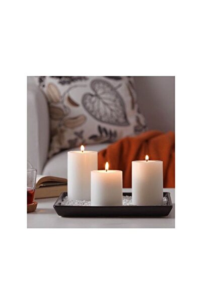 Generic Marketplace New In Set Of 3 Scented Block Candle White 14 x 13 x 11ce...
