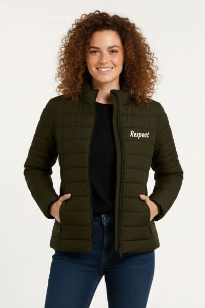 Mariposa Secret Women's Micro Water Repellent Quilted B Printed Lined Zippere...