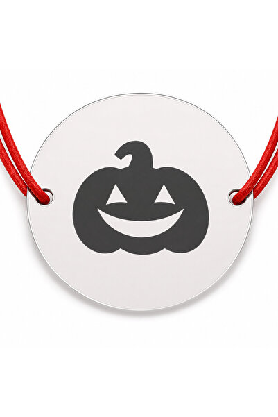 Simoshop Brățară argint 925 cu bănuț dovleac Jack-o'‑lantern, șnur reglabil —...