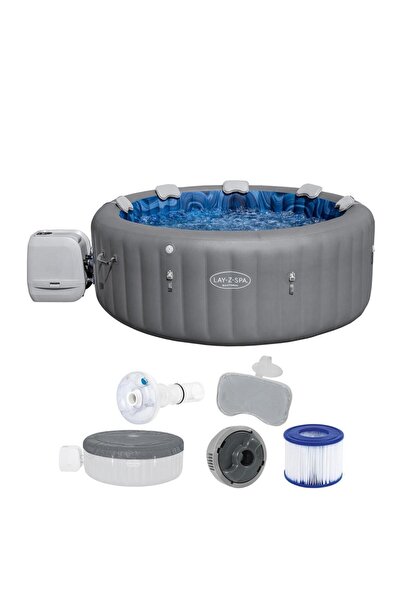 BESTWAY LAY-Z-SPA Santorini HydroJet Pro Inflatable Hot Tub, App Control, 7-P...