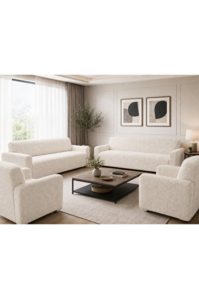 MODAKA Home Collection Bohem Concept 4’lü Koltuk Örtüsü Takımı 2 Adet 3’lü Çe...