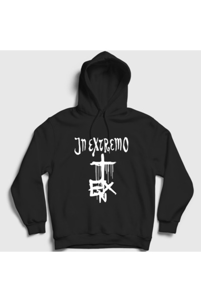 Presmono Unisex Μαύρο Φούτερ με Μεταλλικό Λογότυπο In Extremo και Κουκούλα 61...