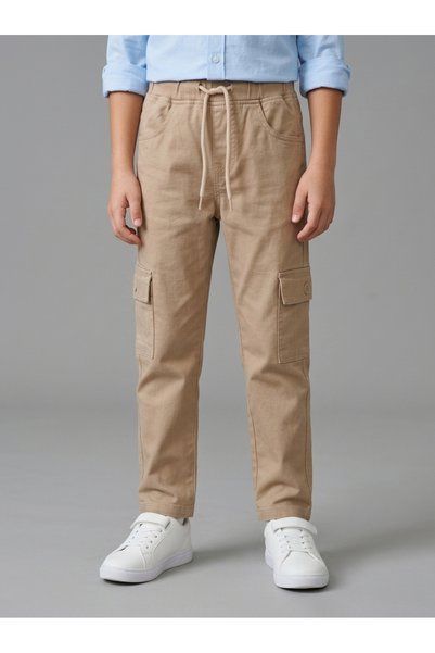 PRENS Unisex Ribanalı Cepli Pamuklu Okul Pantolonu