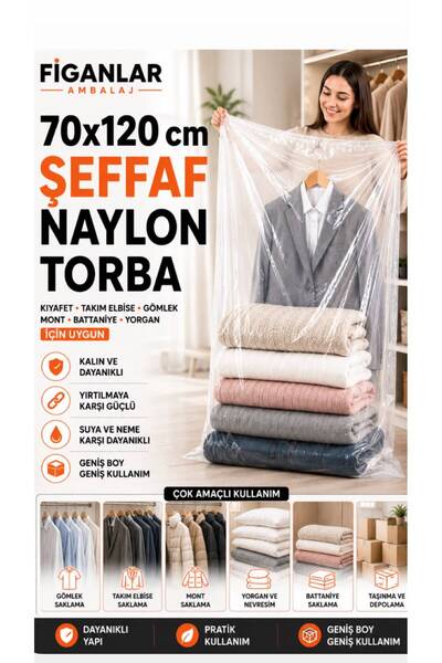 figanlar ambalaj 1 adet 70x120 cm Şeffaf Naylon Torba Büyük Boy Kıyafet Yorga...