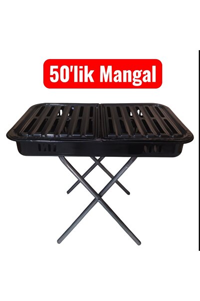 NOVAAVM Mangal 50'lik Emaye Kaplamalı Katlanır Kömür Mangalı