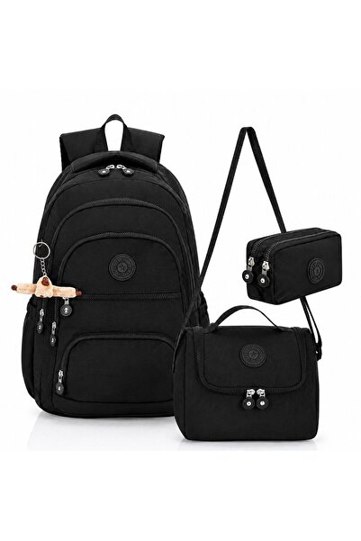 Paul Brand Crinkle Fabric School Backpack Set of 3 with Thermal Lunch Bag and...