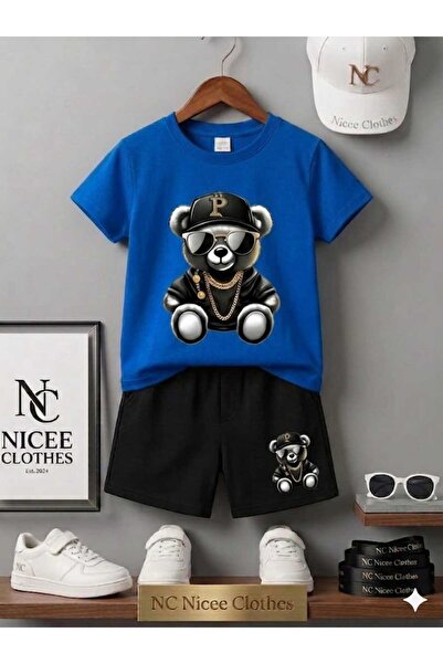 Leto Lykia Summer Children's T-Shirt Shorts Unisex (Printed with Bear with P ...