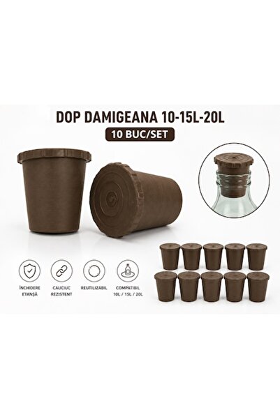 OEM Dop pentru demijon 10 L / 15 L / 20 L – Set de 10 bucăți, din cauciuc rez...