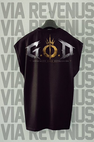 Vordevia G.O.D Back Printed Zero Sleeve Crew Neck Sports Tshirt