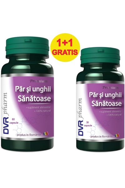 DVR Pharm Хранителна добавка, Здрава коса и нокти, Комплект 1+1, 30 капсули