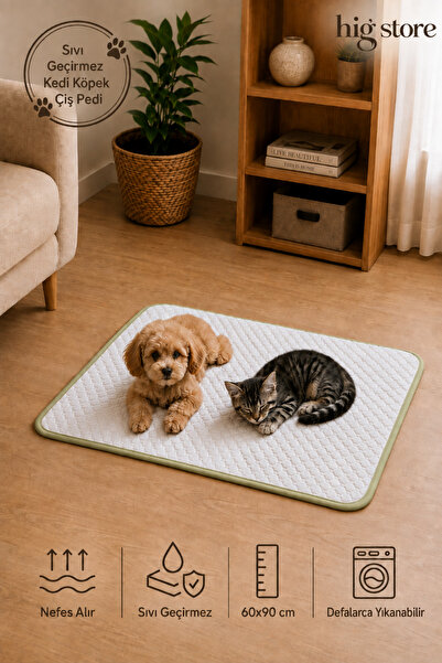 Hig Store Desert Touch 3 Katlı Yıkanabilir Sıvı Geçirmez Kedi Köpek Çiş Pedi ...