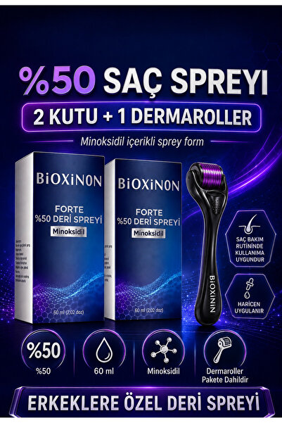 Bioxinin Forte %5 Saç Spreyi 2 kutu ve 1 adet dermaroller