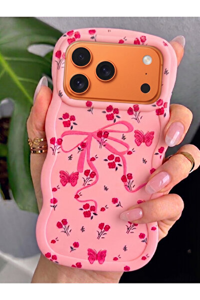Rivor Apple iPhone 17 Pro Uyumlu Kılıf Kamera Çıkıntılı Kurdele Ve Çiçek Kaba...