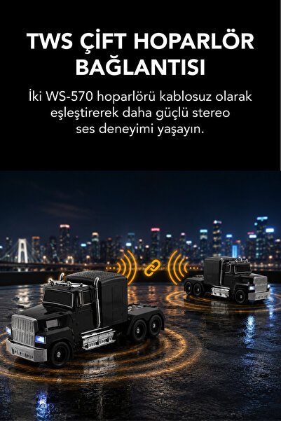 Teknoloji Gelsin Tır Tasarımlı Bluetooth Hoparlör 15W RGB Işıklı FM Radyo USB TF Kart Çoklu Bağlantı Vintage