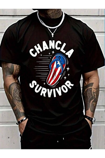 4Car 100% Cotton Chancla Survivor Rican Puerto Rico Funny Spanish Joke T-Shir...