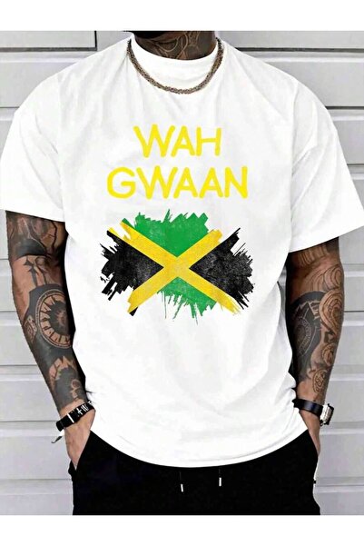 23ERVA 100% Cotton Wah Gwaan Jamaica Flag Jamaican Pride Reggae Vacation TShi...