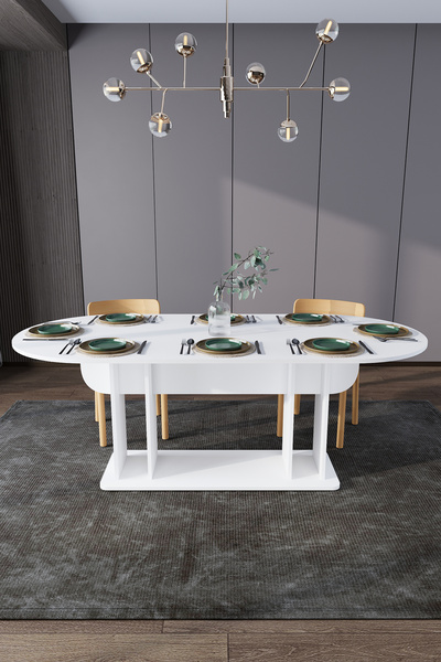 asratrend Modern 8 Kişilik Mutfak Yemek Masası %100 MDF Mutfak Yemek Odası Ma...
