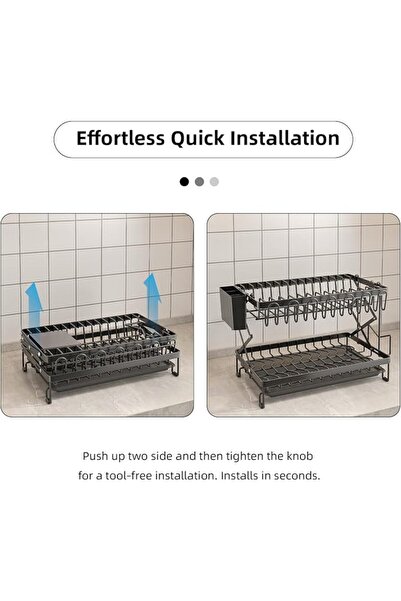 GENERAL Dish Drying Rack 2 Tier Dish Rack Kitchen Large Capacity Dish Drainer...