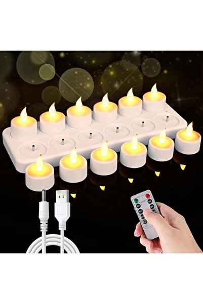 STARSTAR 12pc Rechargeable Waving Flame LED Candles Set with Charging Base & ...
