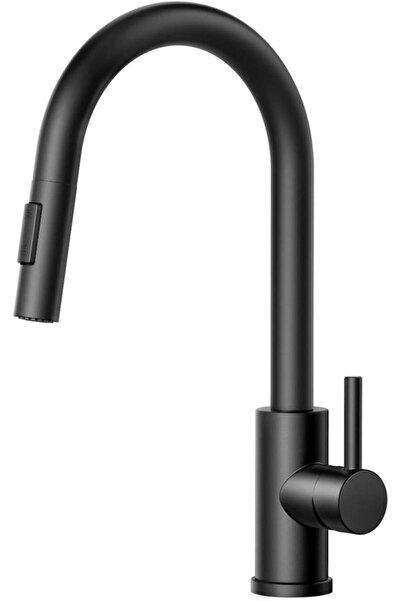 STARSTAR 360° Swivel Black Kitchen Faucet with Retractable Pull-Out Sprayer, ...