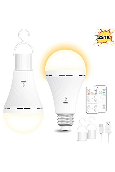 STARSTAR 2-Piece LED Bulb Set with USB Charging, 2600mAh Capacity, Remote Con...