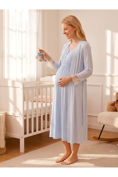 Lohusa Homewear طقم ملابس نوم للحوامل من القطن بنسبة 100% بأكمام قصيرة وتصميم...