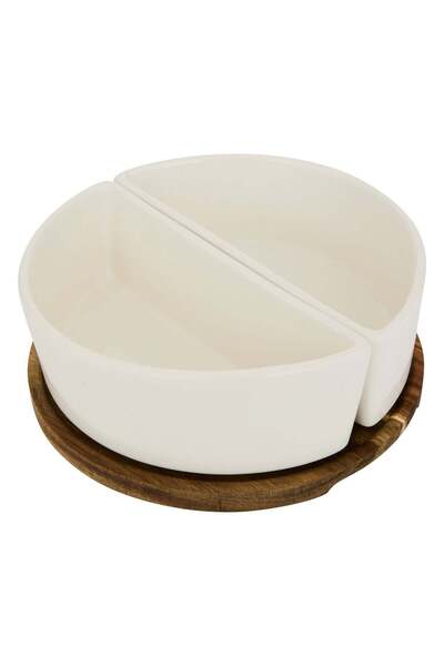 Secret de Gourmet Set de aperitive „Eleganță” - Ceramică, 3 piese, Alb